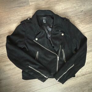 Black Biker Jacket with Silver Accents